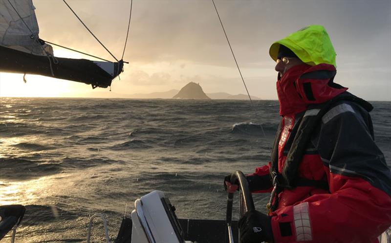 James Glasspool on Team Trionium 2 rounding 'The Bull' at the entrance to the Kenmare River at dawn on day 3 of the Irish Sailing and Mountaineering Adventure Challenge 2019 photo copyright ISAMAC taken at  and featuring the IRC class