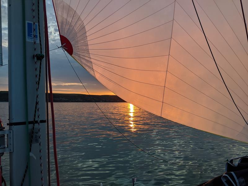The zephyr arrived with force at Mojito in the setting sun during the ISORA Global Displays Coastal Series at Pwllheli photo copyright Chris Jones taken at Pwllheli Sailing Club and featuring the IRC class