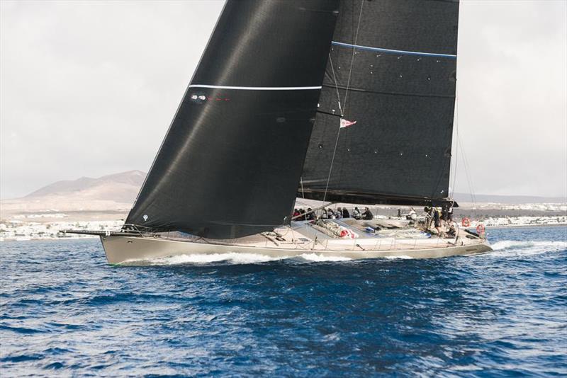 French Wally 100 Dark Shadow - an impressive sight at the start of the RORC Transatlantic Race - photo © Joaquin Vera / Calero Marinas / RORC