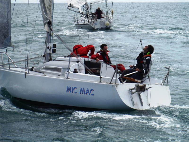 Mic Mac finishing race 2 of the Jackson Yacht Services Bay Races at RCIYC photo copyright Bill Harris taken at Royal Channel Islands Yacht Club and featuring the IRC class