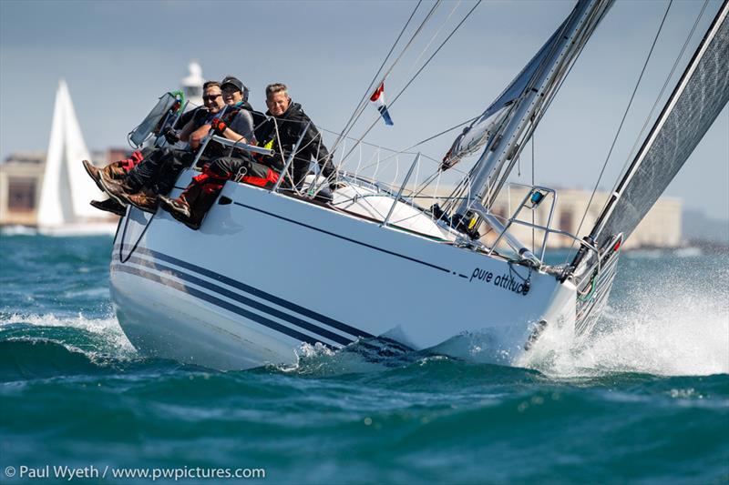 Pure Attitude during RORC Race the Wight photo copyright Paul Wyeth / www.pwpictures.com taken at Royal Ocean Racing Club and featuring the IRC class