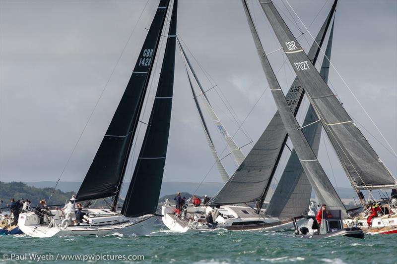 Simples, Rogan Josh & Scarlet Oyster tacking past Newtown during RORC Race the Wight photo copyright Paul Wyeth / www.pwpictures.com taken at Royal Ocean Racing Club and featuring the IRC class