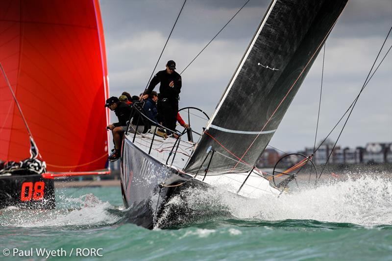 Tony Langley's TP52 Gladiator in IRC One leads around the race track and holds second under IRC behind Rán on day 2 of the RORC IRC National Championships - photo © Paul Wyeth / pwpictures.com