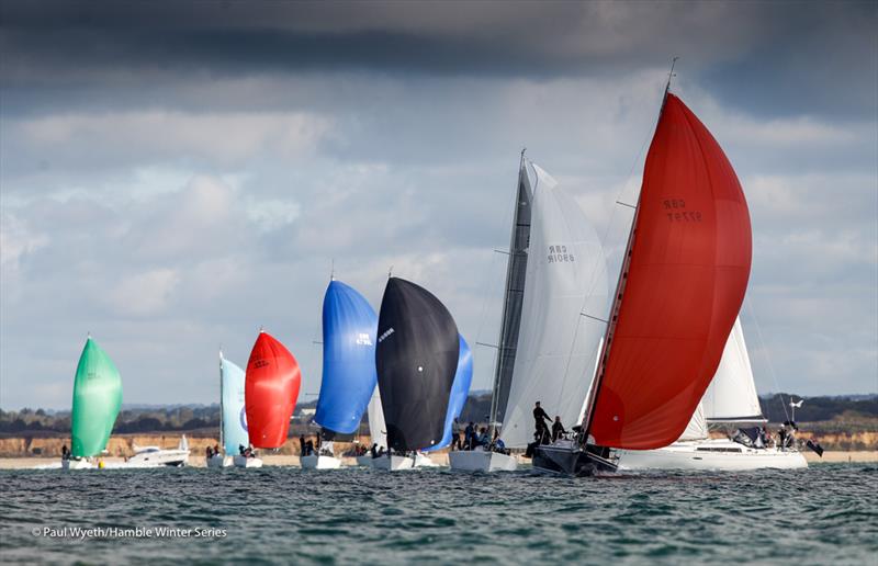 J/109 Jago leading the IRC 2 fleet during HYS Hamble Winter Series Race Week 2 - photo © Paul Wyeth / www.pwpictures.com