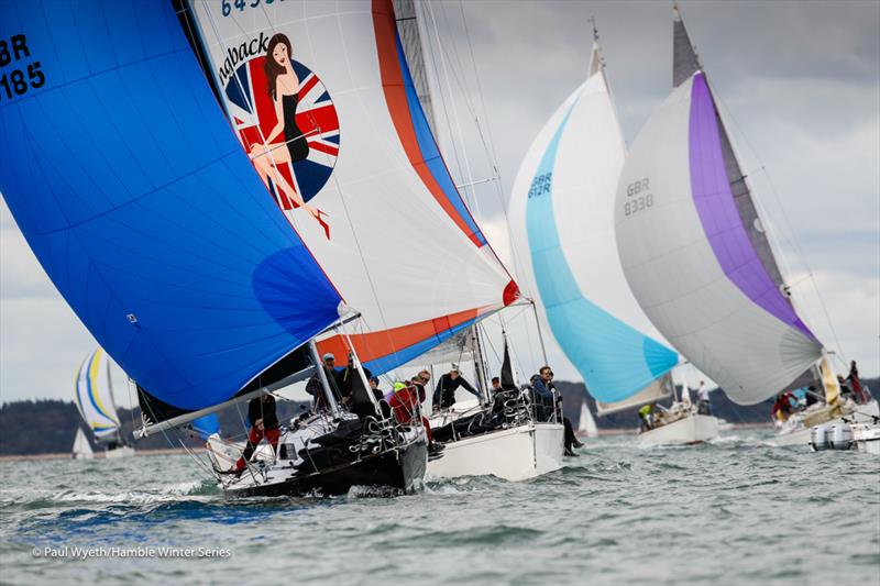 IRC Three fleet, led by Quokka 9, during HYS Hamble Winter Series Race Week 2 photo copyright Paul Wyeth / www.pwpictures.com taken at Hamble River Sailing Club and featuring the IRC class