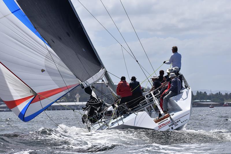 Intrigue on the run to the finish line on the River Derwent photo copyright Jane Austin taken at Derwent Sailing Squadron and featuring the IRC class