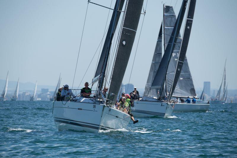 Expresso follows Wicked during the Cock of the Bay photo copyright Michael Currie taken at Ocean Racing Club of Victoria and featuring the IRC class