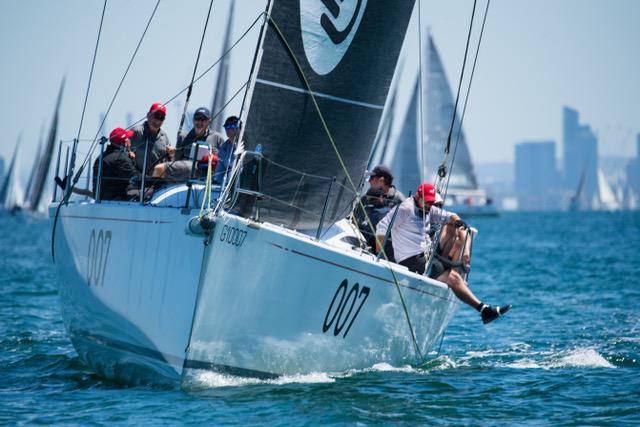 Extasea Skippered by Paul Buchholz sails away for Melbourne city along the bay shore line during the Cock of the Bay - photo © Michael Currie