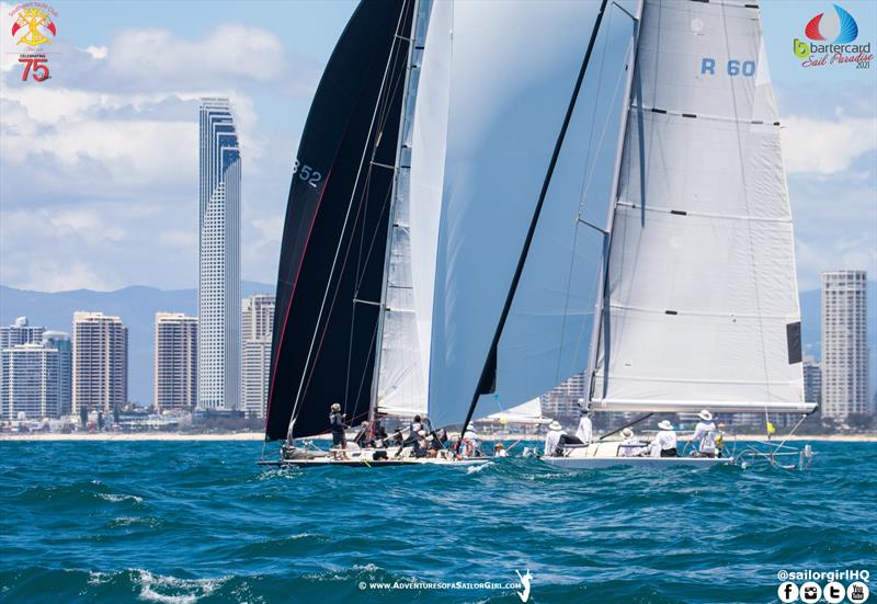 Envy chasing down B52 - PHS 1 at the 2021 Bartercard Sail Paradise Regatta - photo © Nic Douglass / www.AdventuresofaSailorGirl.com