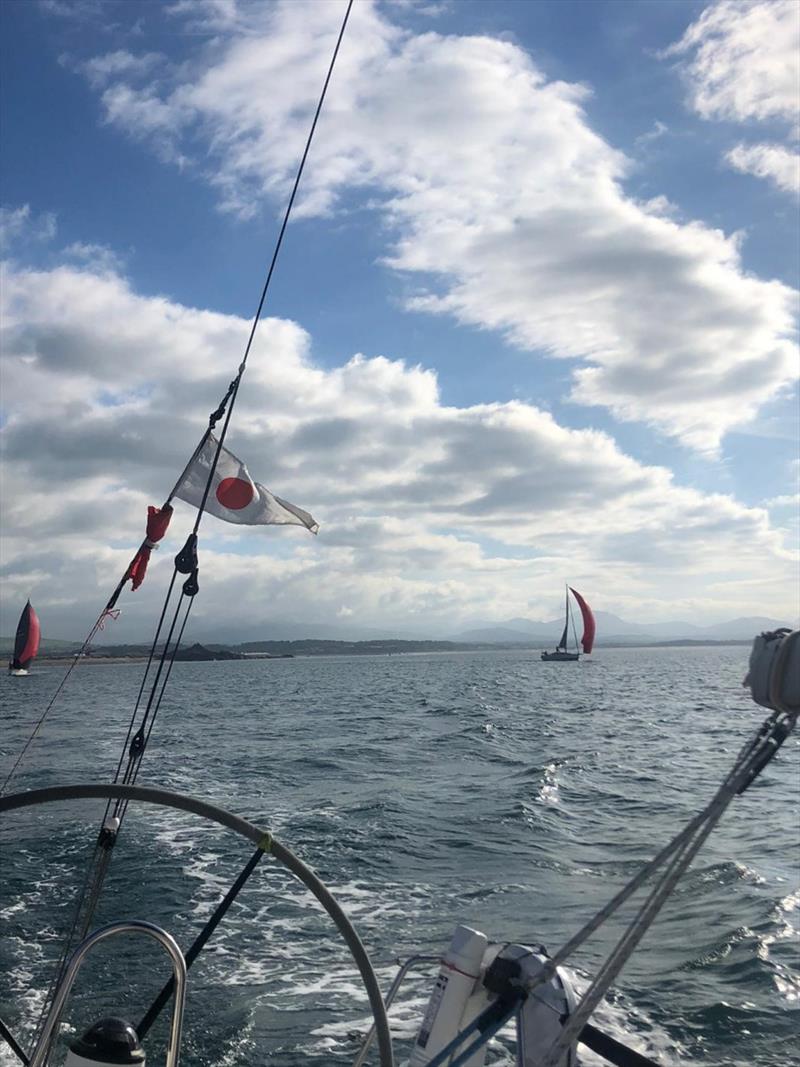 Jac-y-do and Finally just after the start - as viewed from Mojito during the ISORA Pwllheli to Liverpool Race photo copyright Charlotte Greenhalgh taken at Pwllheli Sailing Club and featuring the IRC class