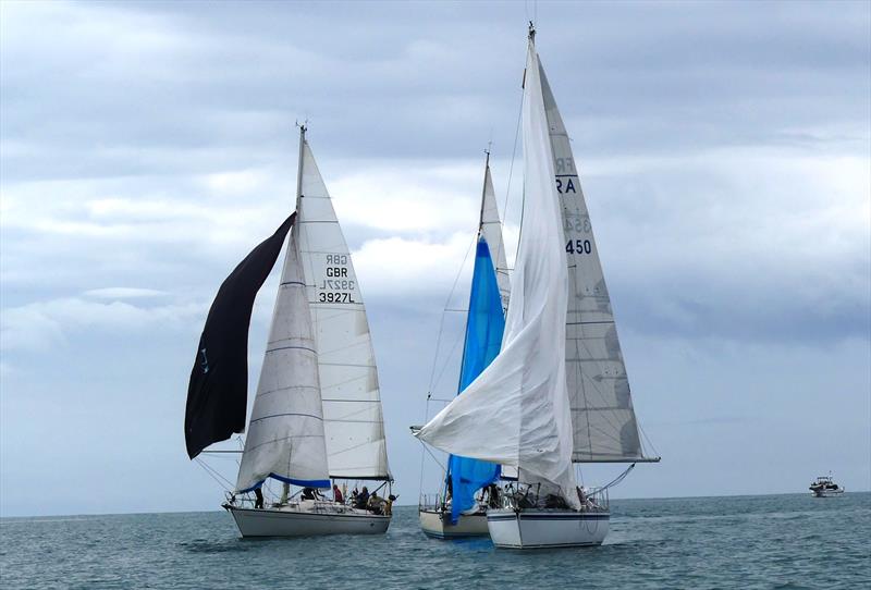 Mystique, Paper Tiger and Gwez Gwern on Sunday at the Carey Olsen Jersey Regatta 2021 photo copyright Bill Harris taken at Royal Channel Islands Yacht Club and featuring the IRC class