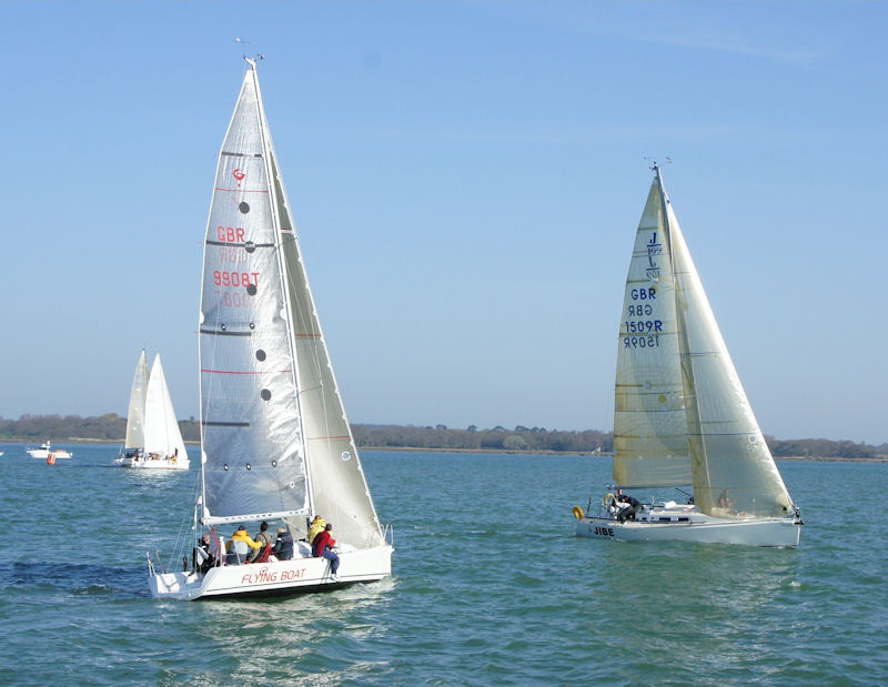 Decision time for the tack out of the tide on day 3 of the Royal Lymington Yacht Club Spring Series photo copyright Ann Brunskill taken at Royal Lymington Yacht Club and featuring the IRC class