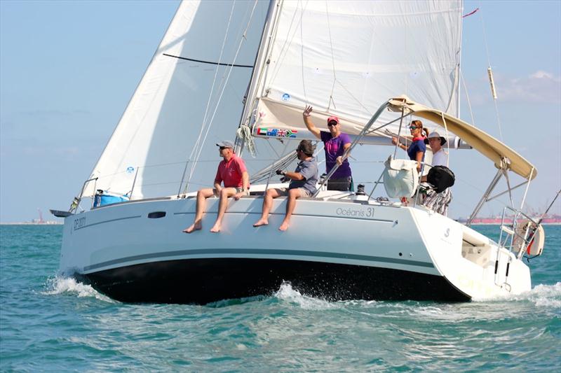 Sarah Baerschmidt's Omnia, the smallest yacht in the RORC Dubai to Muscat Race photo copyright Louay Habib taken at Dubai Offshore Sailing Club and featuring the IRC class