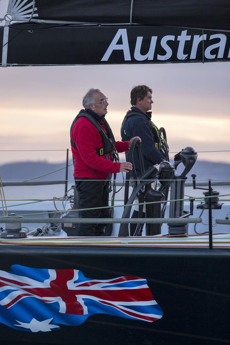 Naval Group - Herve Guillou (helm) and Sean Langman heading for the RSH finish - Rolex Sydney Hobart Yacht Race 2018 photo copyright Andrea Francolini taken at Cruising Yacht Club of Australia and featuring the IRC class