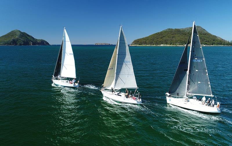 Commodores cup reach Hover UAV - Sail Port Stephens 2018 photo copyright Mark Rothfield taken at Port Stephens Yacht Club and featuring the IRC class