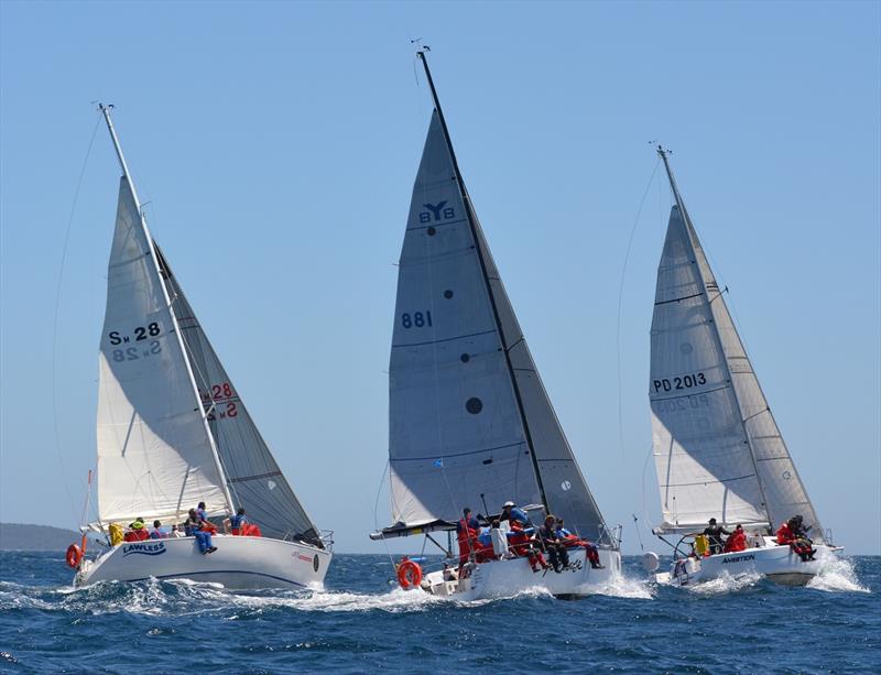 Lawless Footloose and Ambition - Launceston to Hobart Race 2019 photo copyright Colleen Darcey taken at Derwent Sailing Squadron and featuring the IRC class