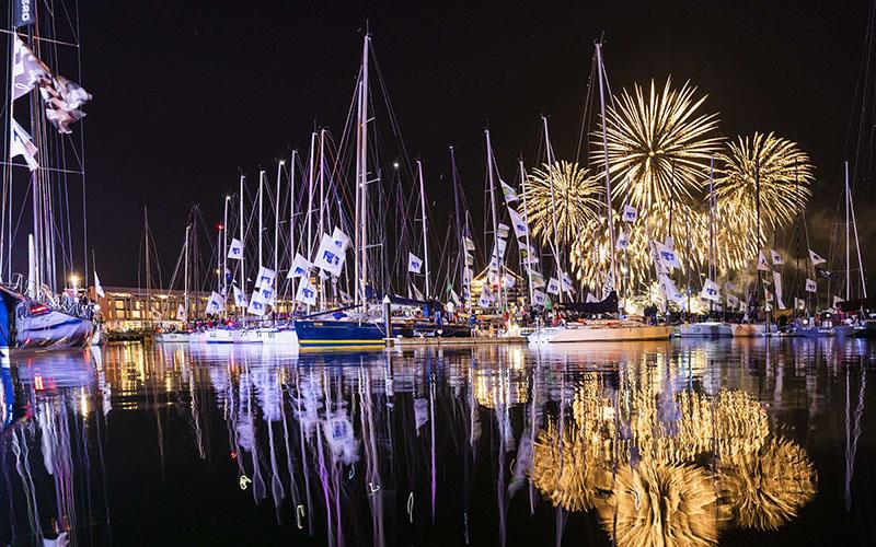 The fireworks display ring in the new year with a great view of the competitor yachts - Rolex Sydney Hobart Yacht Race - photo © Rolex / Carlo Borlenghi