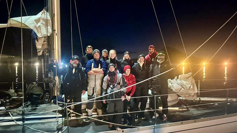 Tuomo Meretniemi (far left) with his sea scout Team Panacea crew at the completion of their 2027 OGR Transatlantic qualifying voyage. 2800nm, 18 days, one tuna, lots of reefing, one swimming break because of the wind, team building & long-lasting memories - photo © Team Panacea