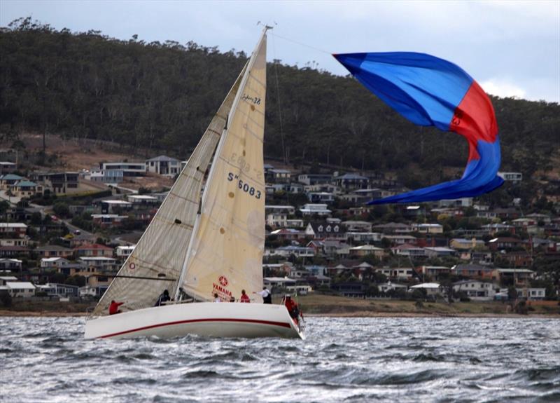 Ciao Bay II loses her spinnaker in Friday evening's twilight race that opened the regatta - 2018 Crown Series Bellerive Regatta photo copyright Peter Watson taken at Bellerive Yacht Club and featuring the IRC class