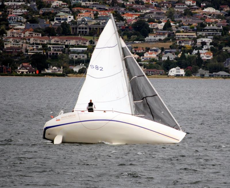 One time Sydney Hobart winner Ultimate Challenge is hit by hard north westerly gust - 2018 Crown Series Bellerive Regatta photo copyright Jane Austin taken at Bellerive Yacht Club and featuring the IRC class