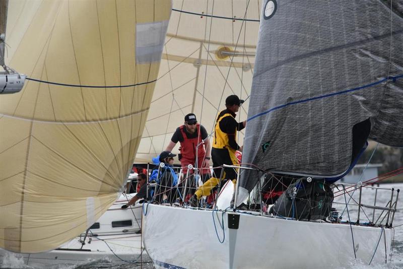 The keelboat fleet in close racing on the Derwent - 2018 Crown Series Bellerive Regatta - photo © Jane Austin