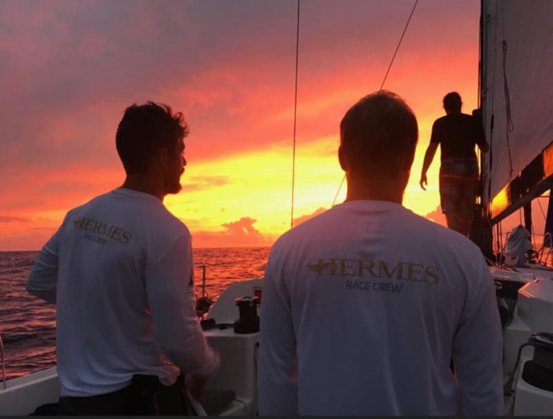 Magnificent sunset in the 2017 race from on board Pogo 12.50 Hermes photo copyright Hermes / Ocean Racers taken at Royal Bermuda Yacht Club and featuring the IRC class
