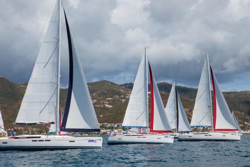 Competitive racing in the Bareboat class at the start of the Round Tortola Race photo copyright Alastair Abrehart taken at Royal BVI Yacht Club and featuring the IRC class