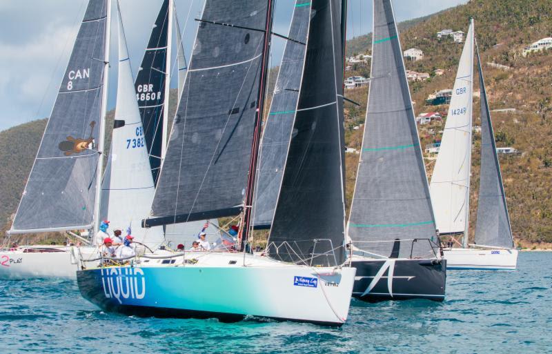 A battle for position at the start of the Racing Division in the BVI Spring Regatta & Sailing Festival  - photo © Alastair Abrehart
