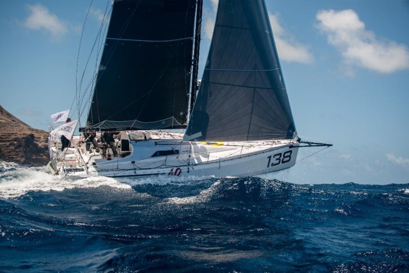 2018 Antigua Bermuda Race - Class40 Iskareen at the start in Antigua photo copyright Ted Martin taken at Royal Bermuda Yacht Club and featuring the IRC class