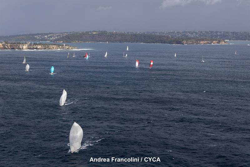 Fleet leaving Sydney Harbour. At least the breeze is blowing in the right direction. - Ponant Sydney to Noumea Race photo copyright Andrea Francolini taken at Cruising Yacht Club of Australia and featuring the IRC class