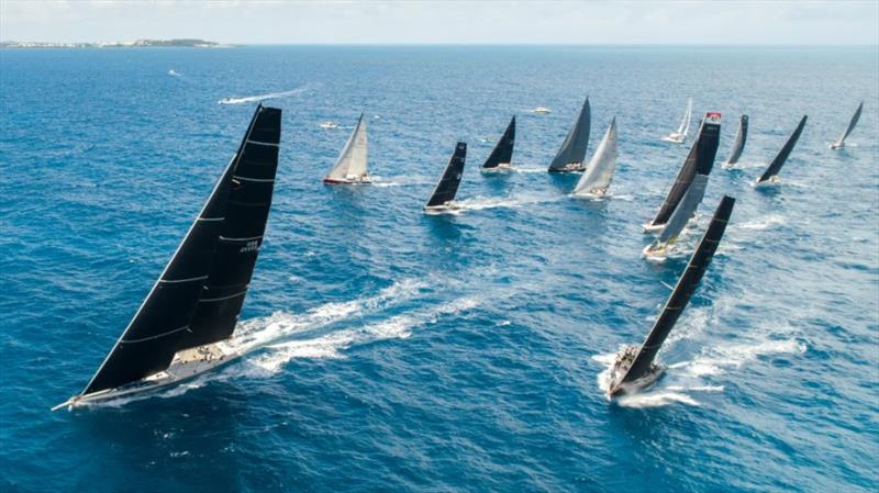 The AAR fleet near the Bermuda start line, with Rambler 88 taking the lead in the Atlantic Anniversary Regatta photo copyright John Singleton taken at Royal Bermuda Yacht Club and featuring the IRC class