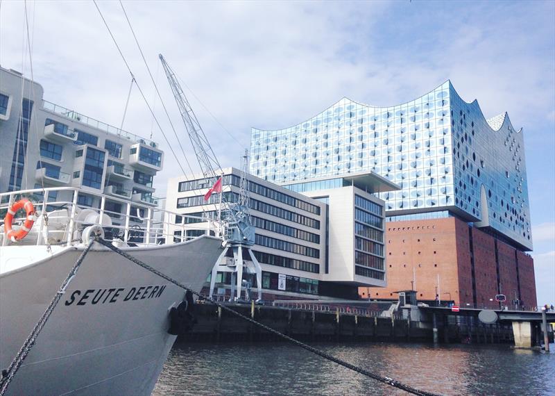 AAR Race Club Ship Seute Deern in front of the iconic Elbphilharmonie in Hamburg - AAR Bermuda Hamburg Race - photo © Anna Budel / AAR