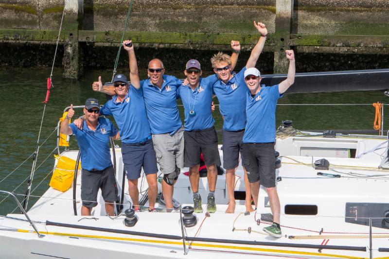 Santa team celebrates victory on the water - Hague Offshore Sailing World Championship 2018 photo copyright Calle Andersen taken at Jachtclub Scheveningen and featuring the IRC class