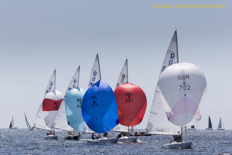 Jamie Frame's Moonshine (right) from Glandore on the first day of racing for the One-Designs and 1720 Sportsboats at Volvo Cork Week organised by the Royal Cork Yacht Club photo copyright David Branigan / Oceanspor taken at Royal Cork Yacht Club and featuring the IRC class