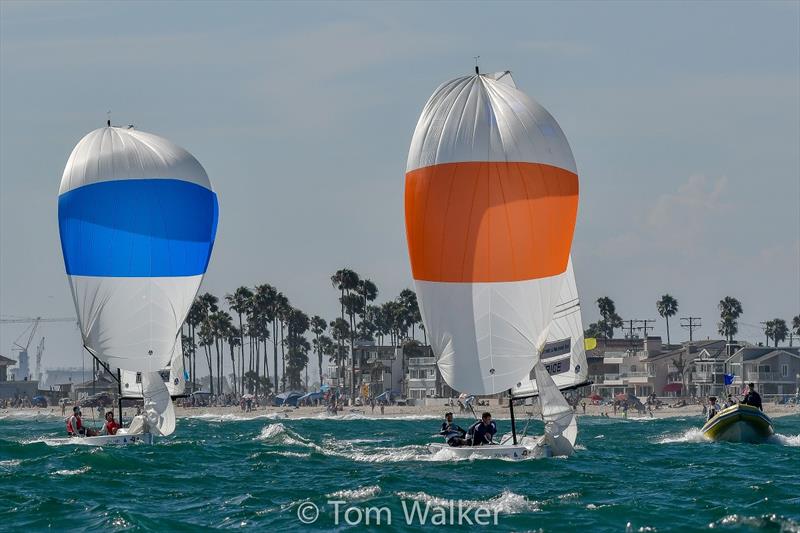 Harry Price with the red spinnaker (AUS) bested Leonard Takahashi in the blue spinnaker (NZL) at the 52nd annual Governor's Cup presented by Farmers & Merchants Bank and hosted by Balboa Yacht Club - photo © Tom Walker