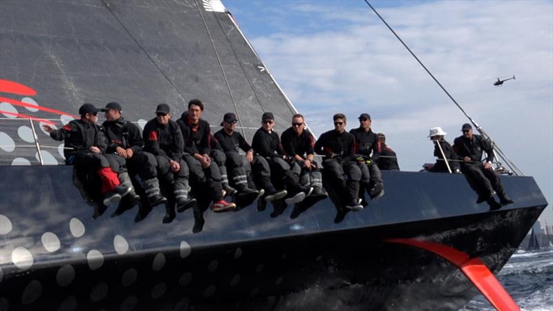 Comanche's crew on the rail at the start of the Sydney Gold Coast race photo copyright Crosby Lorimer taken at Cruising Yacht Club of Australia and featuring the IRC class