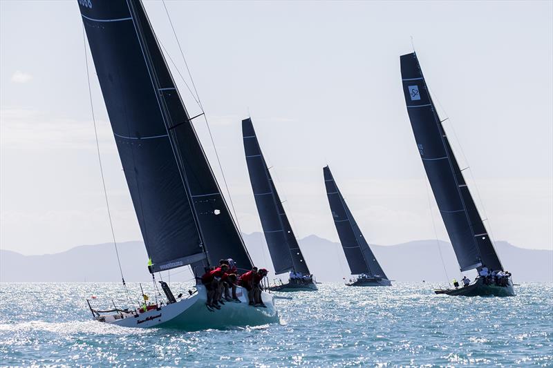 Land of the square tops means it is the business end of the fleet. Here with team Hollywood. Alive leads from Ichi Ban and then Hooligan. Airlie Beach Race Week - photo © Andrea Francolini