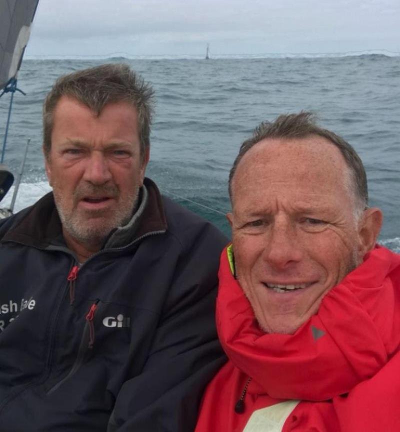 British Beagle is the lowest rated boat in IRC and seasoned corinthian solo sailor Charles Emmett is competing with Tim Winsey, representing St Mawes Sailing Club in the West Country, UK - photo © British Beagle selfie passing Bishop Rock
