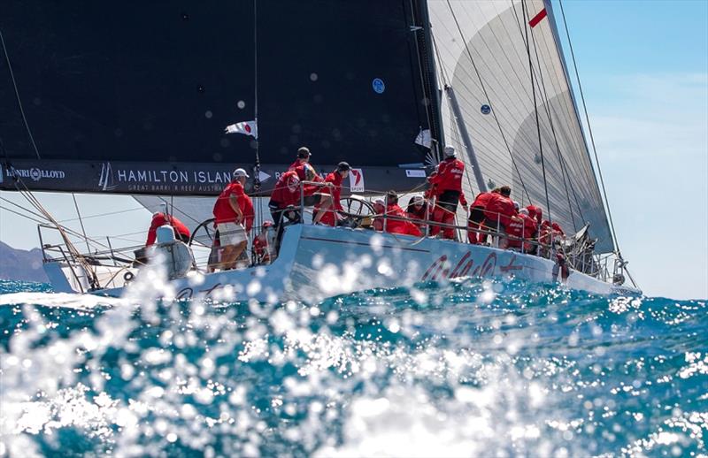Wild Oats XI in Whitsunday Passage photo copyright Crosbie Lorimer - Bow Caddy Media taken at Hamilton Island Yacht Club and featuring the IRC class