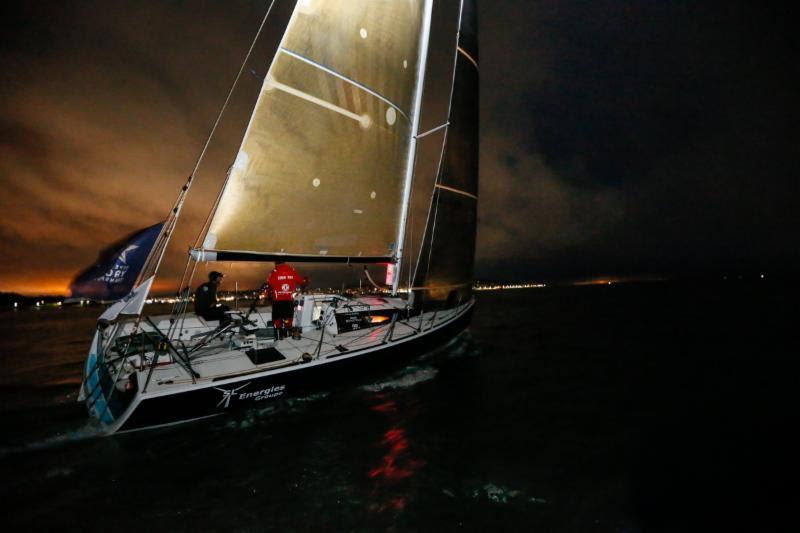 Benjamin Schwartz & Chen Jin Hao's Figaro 2 El Velosolex SL Energies Group heads up the eastern Solent early on Thursday morning photo copyright Paul Wyeth / RORC taken at Royal Ocean Racing Club and featuring the IRC class