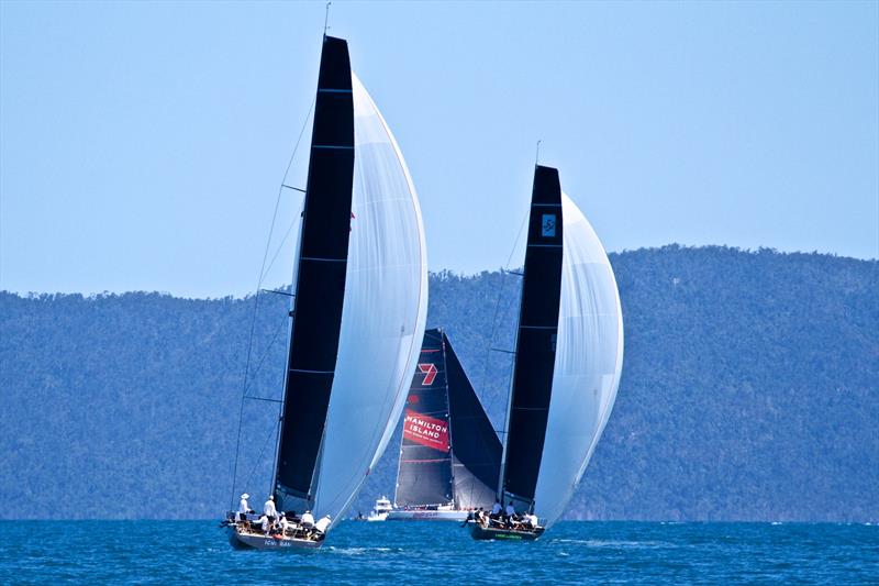 Wild Oats XI crosses ahead of Ichi Ban and Hooligan - Hamilton Island Race Week - Day 5 photo copyright Richard Gladwell taken at Hamilton Island Yacht Club and featuring the IRC class