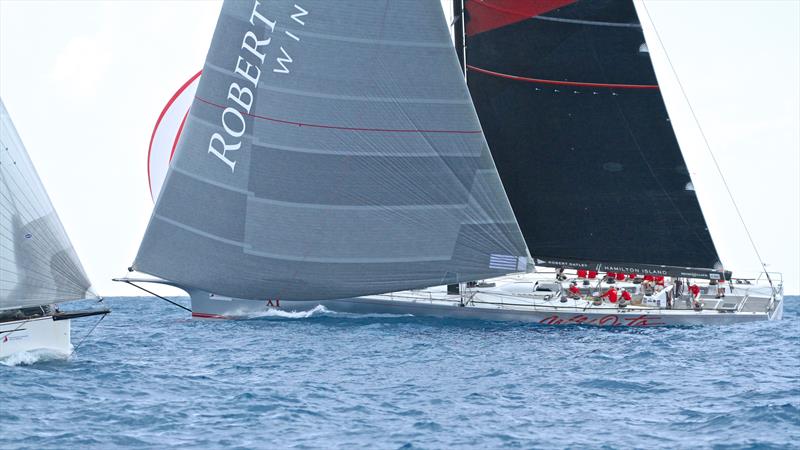 A contrast in bowsprits as Wild Oats XI cuts back through the fleet - Hamilton Island Race Week - Day 6 - photo © Richard Gladwell