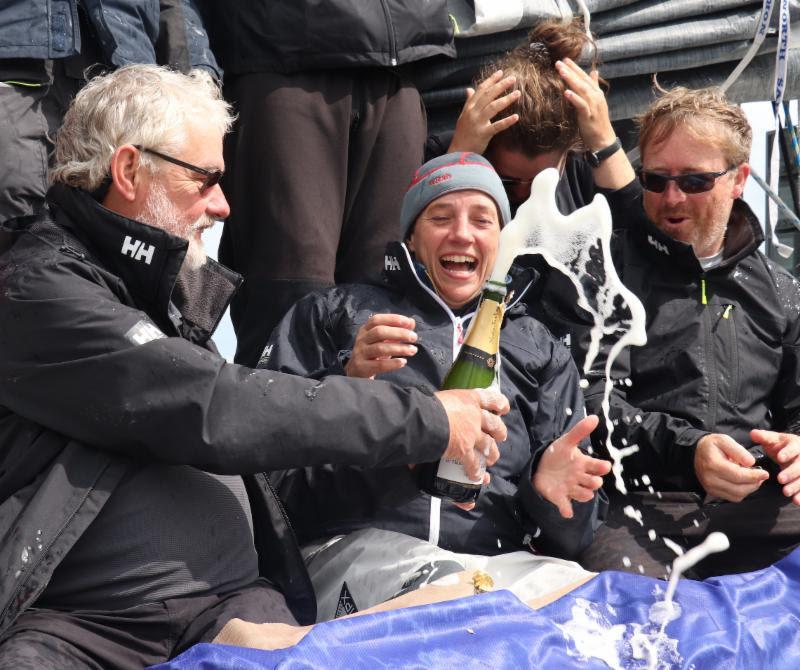 Taking part in the race was a birthday present for Alan Baird (left) on Performance Yacht Racing's EH01. His family were on the dock to greet him after the finish in Cowes - photo © Louay Habib