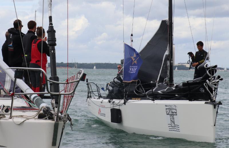 Gavin Howe's Sun Fast 3600 Tigris, racing two handed with Sam Cooper crossed the finish line just 34 minutes after EH01 photo copyright Louay Habib taken at Royal Ocean Racing Club and featuring the IRC class