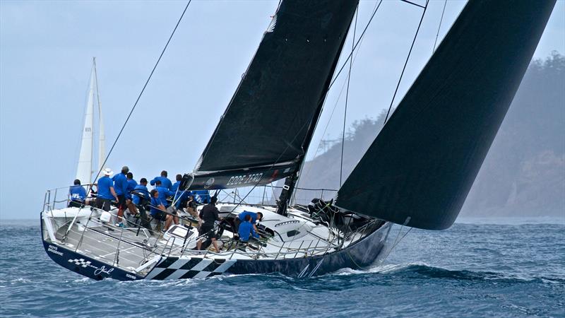 Black Jack heads for the turning mark at Baynham Island in a rain squall - Hamilton Island Race Week - Day 6 - photo © Richard Gladwell