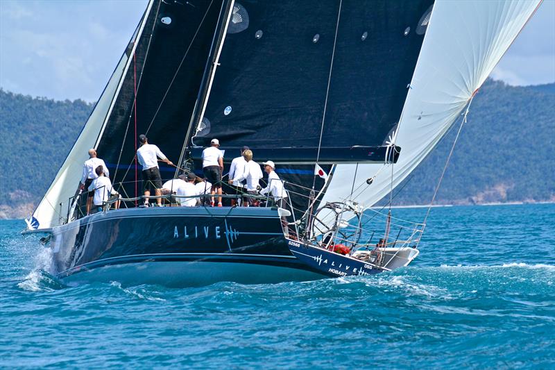 Alive getting a huge tow from her enormous Code Zero - Hamilton Island Race Week - Day 6 photo copyright Richard Gladwell taken at Hamilton Island Yacht Club and featuring the IRC class