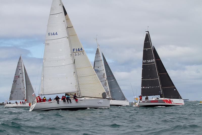Double handers Lithium (HY46) and Kraken (HY3600) started strongly ahead of a brace of Beneteau 44.7's - Geraldton Ocean Classic photo copyright Bernie Kaaks taken at South of Perth Yacht Club and featuring the IRC class