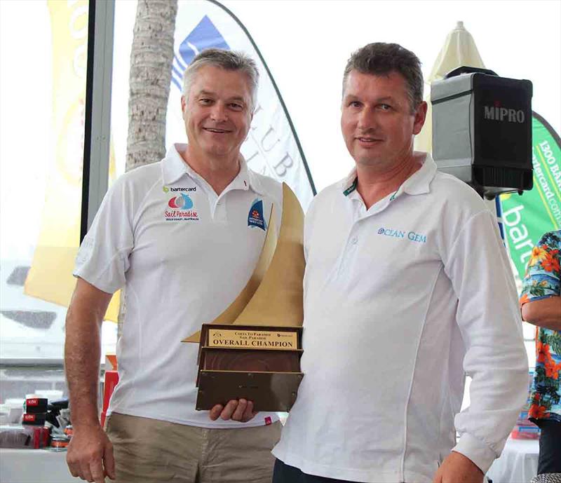2016 Bartercard Chief Executive Officer Clive van Deventer and OCEAN GEM owner & skipper David Hows, 2016 Bartercard Coffs to Paradise and Bartercard Sail Paradise Overall Champion photo copyright Bronwen Hemmings taken at  and featuring the IRC class
