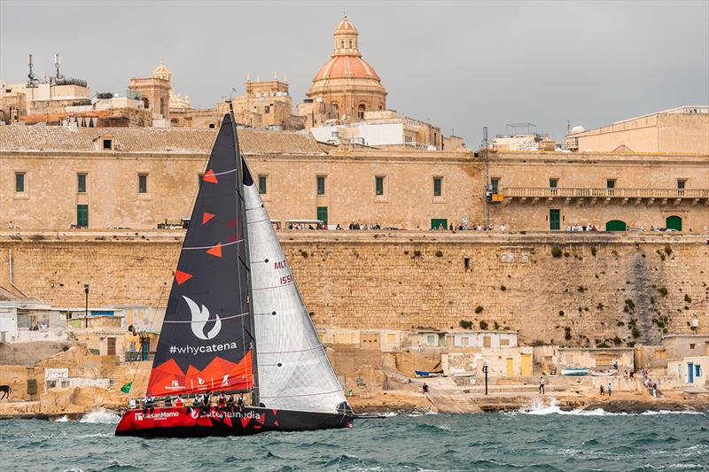 Jonas Diamantino & Ramon Sant Hill's Comanche Raider III, the first Maltese entry to cross the finish line and winners of the The Transport Malta Trophy for first boat across the line having a Maltese Skipper and a majority of Maltese Crew members photo copyright Rolex / Kurt Arrig taken at Royal Malta Yacht Club and featuring the IRC class