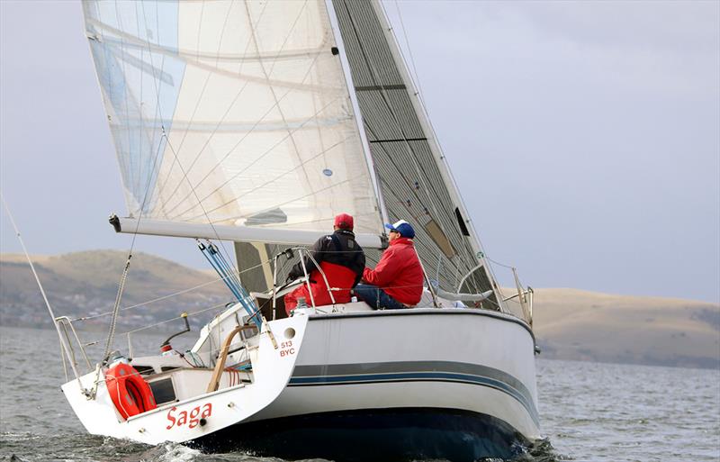 Young 88 Saga was dismasted in today's heavy weather race on the Derwent photo copyright Peter Watson taken at  and featuring the IRC class